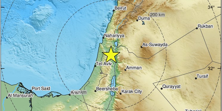 وقوع زلزله در فلسطین اشغالی