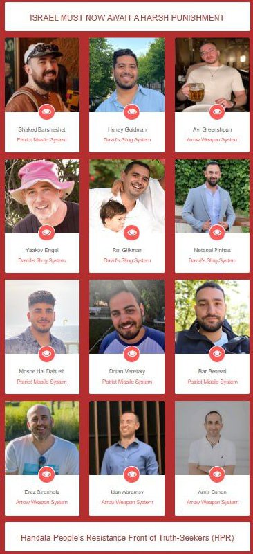 حنظله هویت ۱۳ طراح پدافندی اسرائیل را افشا کرد